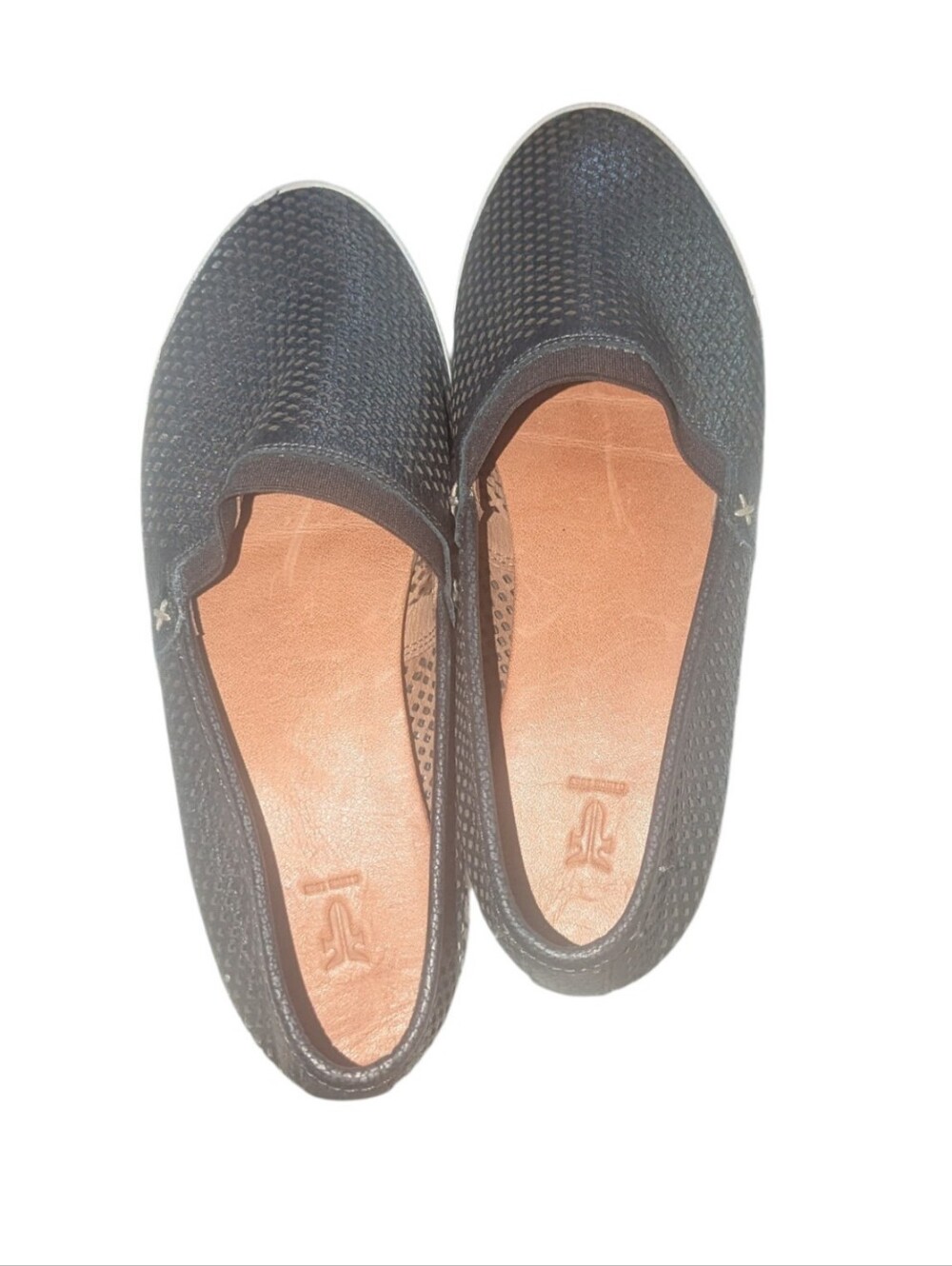 Frye Perforated Leather Slip-On Sneakers sz 6.5 M Pewter